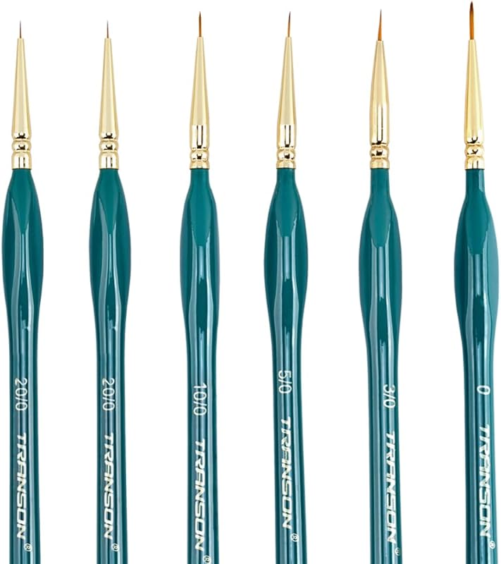 Transon Detail Thin Paint Brush Set 6pcs for Model Minature Craft and 