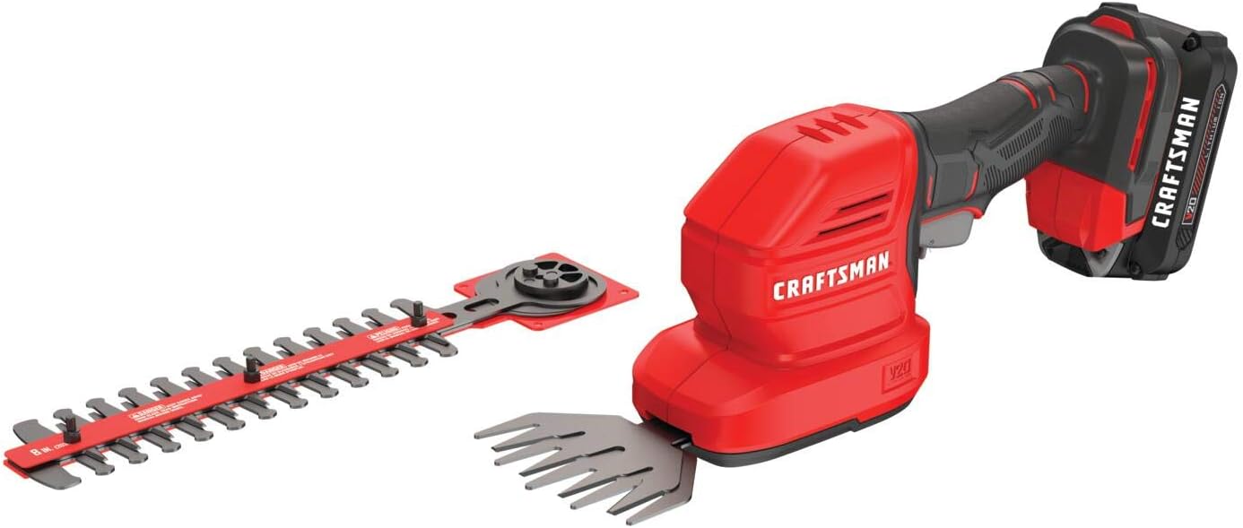 CRAFTSMAN 8-inch Battery Powered Mini Hedge Trimmer and Grass Shear; I