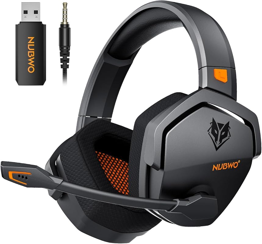 NUBWO Wireless Gaming Headset with Mic, Featuring 100-Hour Battery and