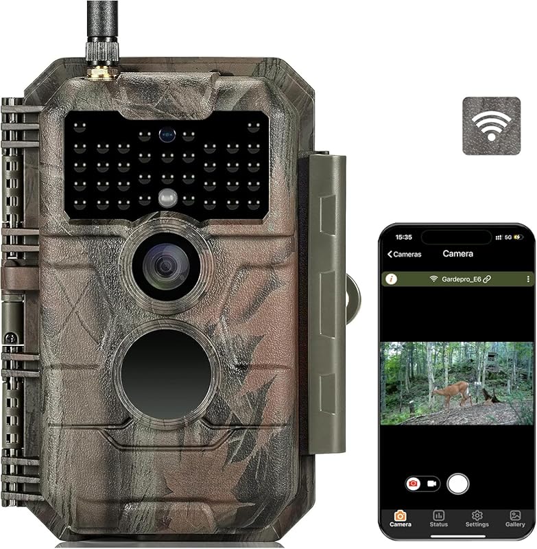 WiFi Trail Camera for Wildlife: 48MP Photos, 1296P Video, No-Glow Nigh