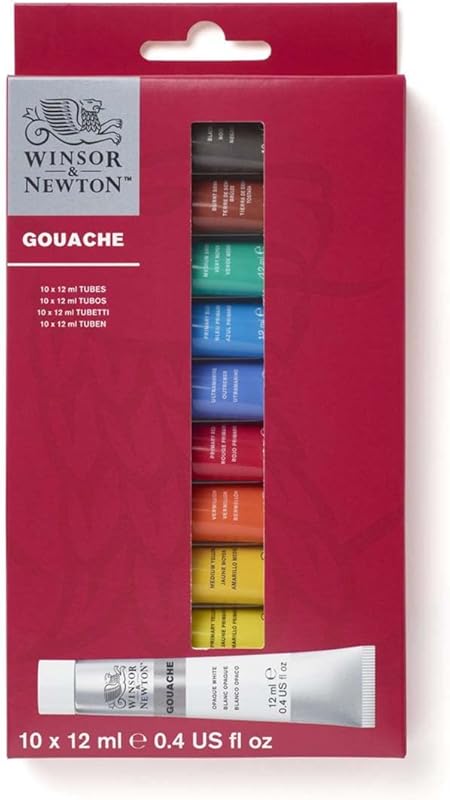 Winsor & Newton Gouache Paint Set, 10 Count, 12ml  Tubes