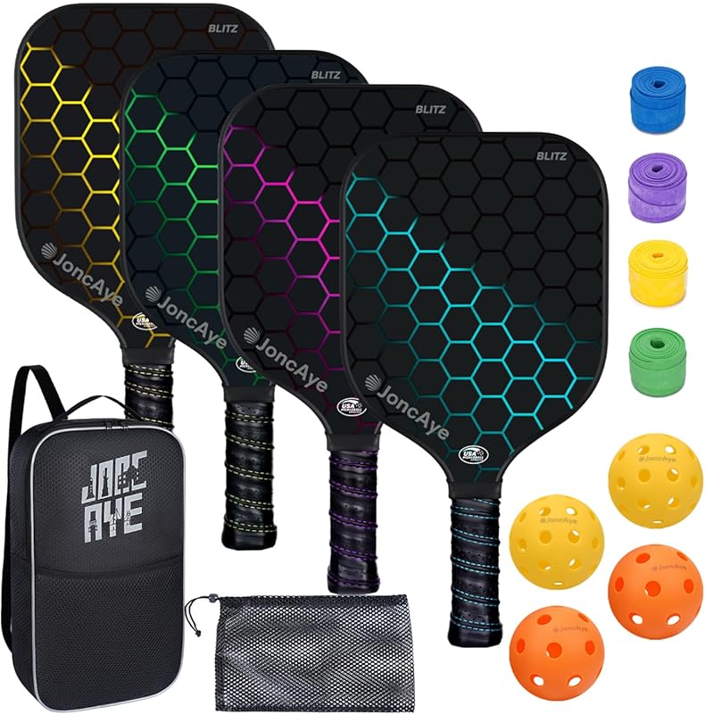Best USAPA Approved Lightweight Fiberglass Pickleball Paddle Set of 4 