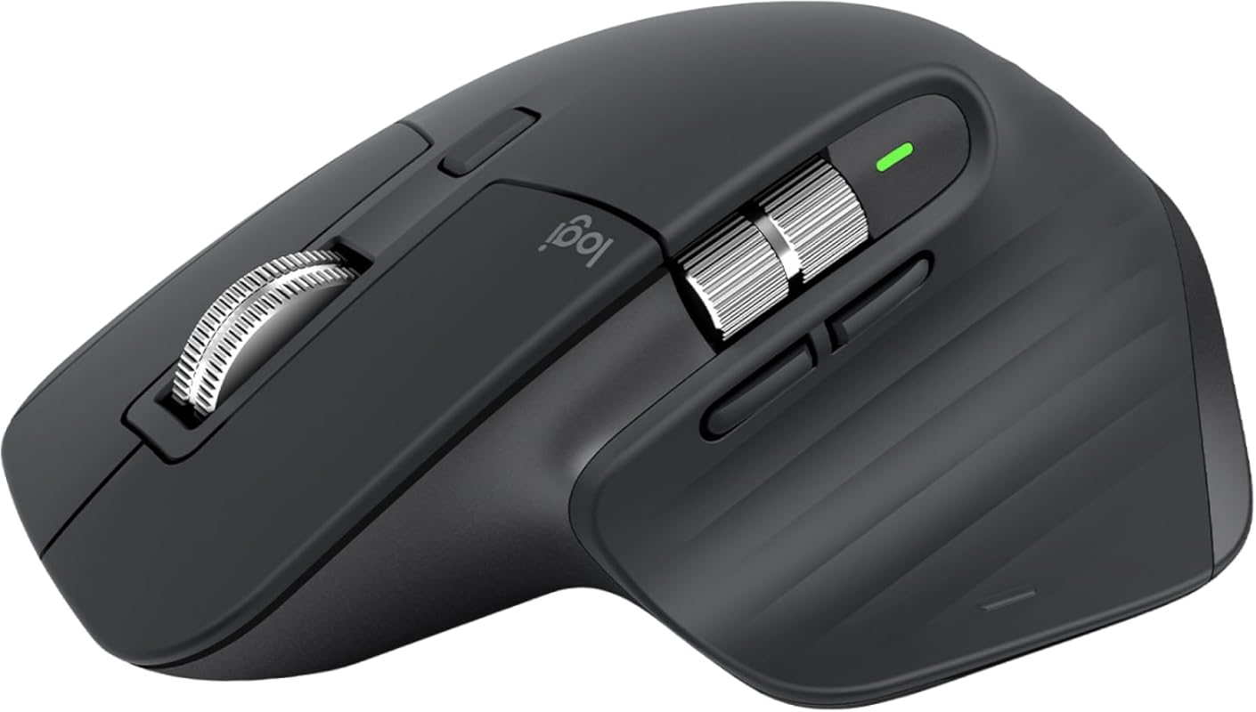 Logitech MX Master 3S Wireless Mouse: Ergo, 8K DPI, Track on Glass, Qu
