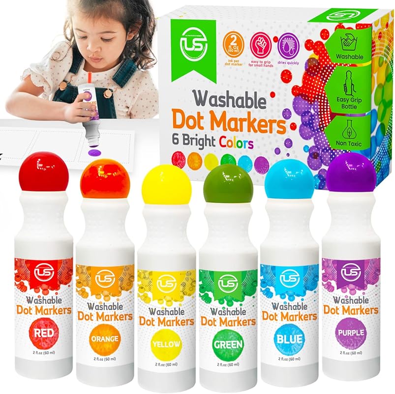 Dot Markers for Toddlers and Kids,6 Color Bingo Daubers, Dot Art Washa