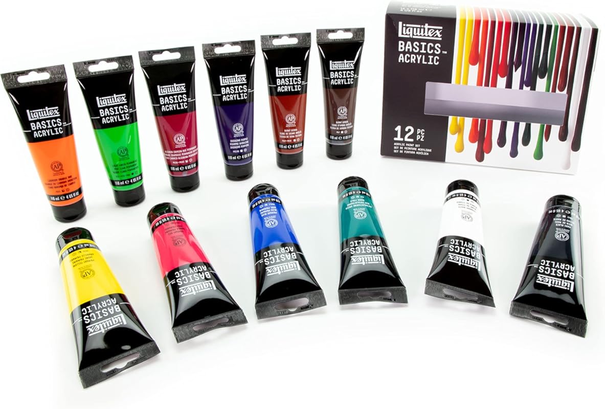 Liquitex BASICS Acrylic Paint Set, 12 x 118ml  Tube Paint Set
