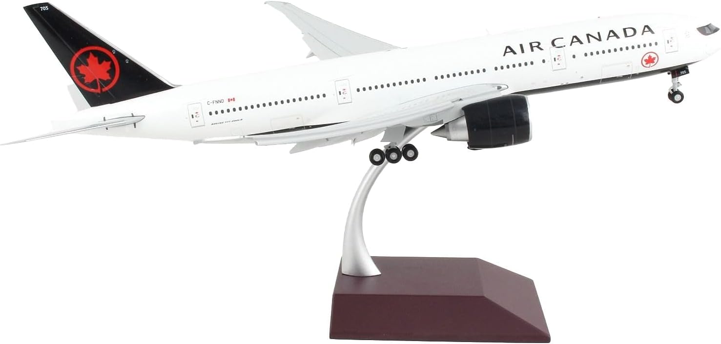 Air Canada Boeing 777-200LR Aircraft Model with Flaps Down, White with