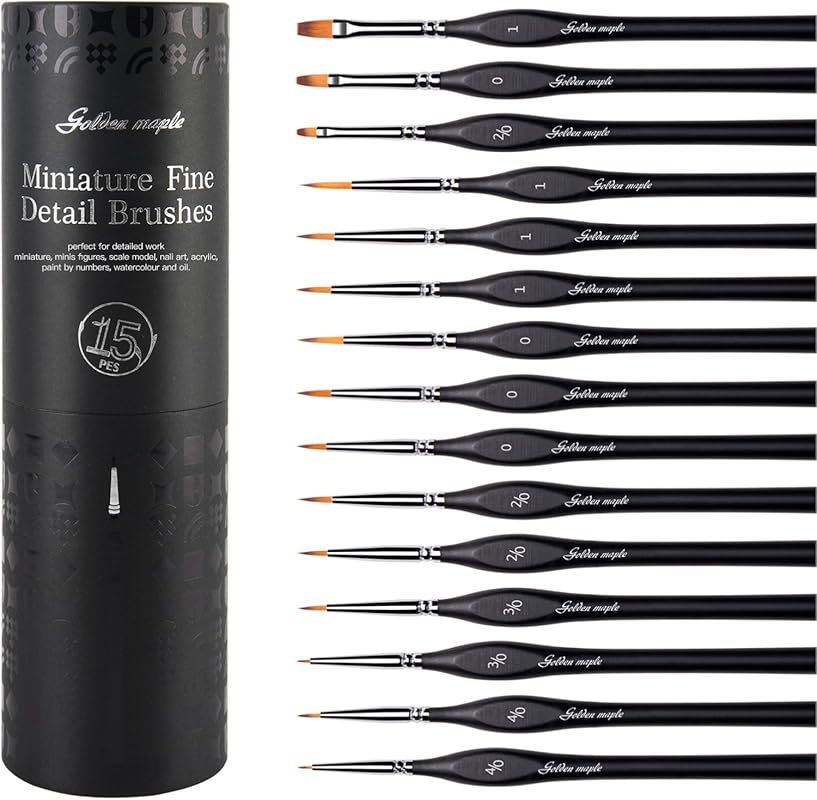 Golden Maple Miniature Paint Brushes, 15PC Model Brushes Micro Detail 