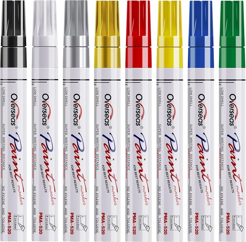 8-Color Oil-Based Permanent Paint Markers for Metal, Wood, Fabric, and