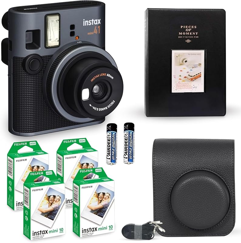 Fujifilm Instax Mini 41 Vintage Black Instant Camera with 40 Films, Ca
