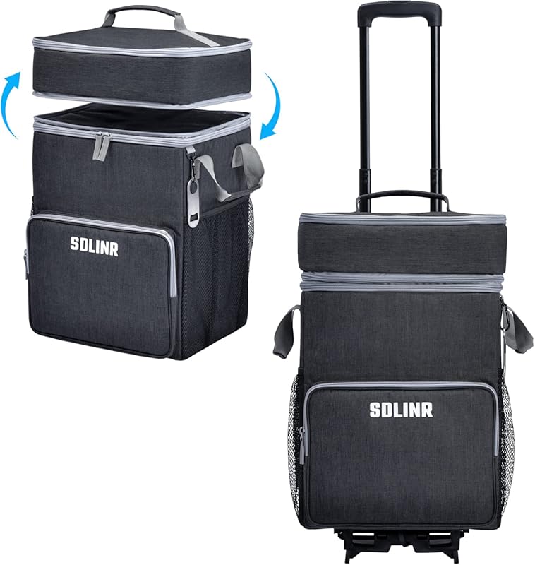 Large Rolling Leakproof Insulated Soft Cooler Bag with Wheels for Road