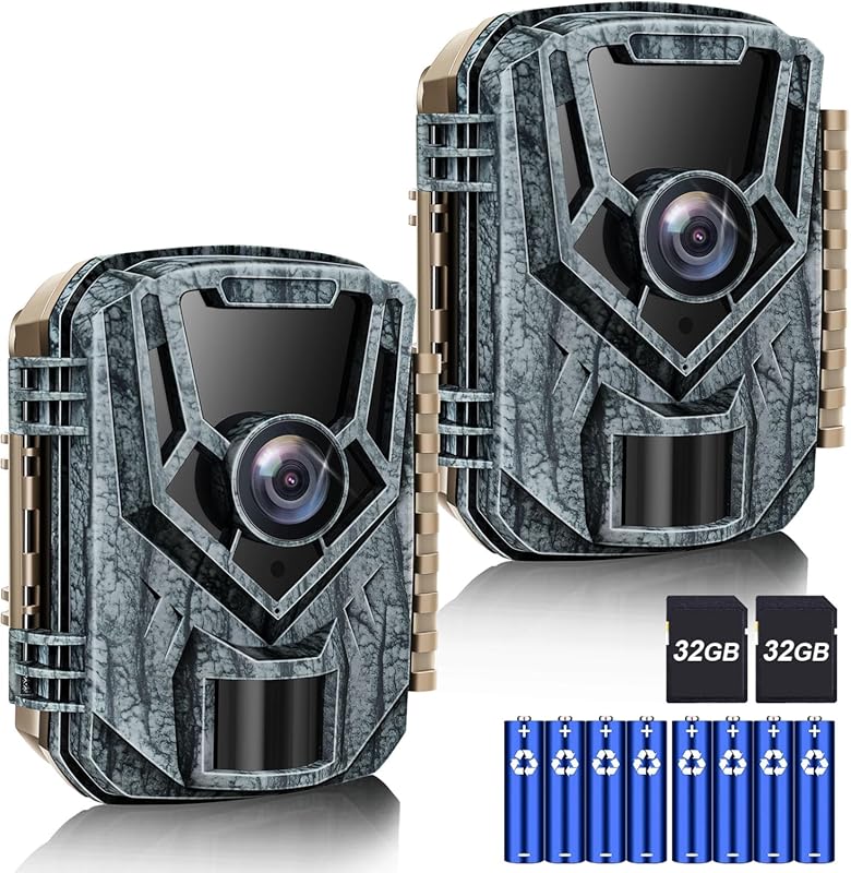 2 Pack Trail Camera for Birds: 36MP 2.7K Video, Wide Night Vision, Wat