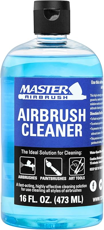 Master Airbrush Cleaner for Acrylic Paint, Watercolor, Makeup. Cleans 