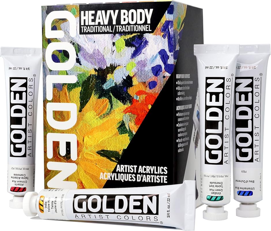 Golden Heavy Body Acrylic Set, 7-Color Heavy Body Traditional Set