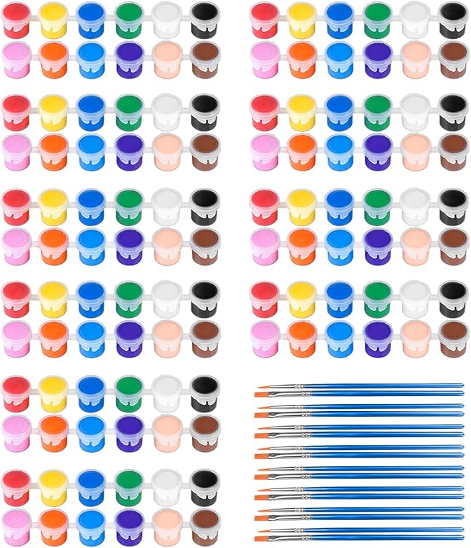 10-Pack Mini 12-Color Acrylic Craft Paint Set for Painting Pots and Sm