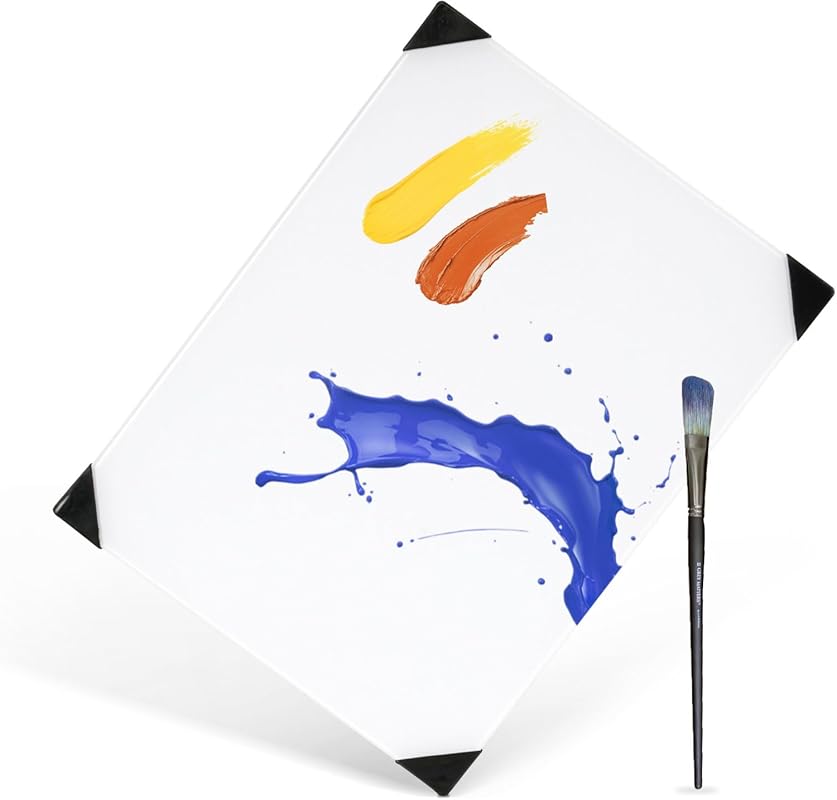 Ultra white glass palette for oil and acrylic painting, 12 x 9 inches
