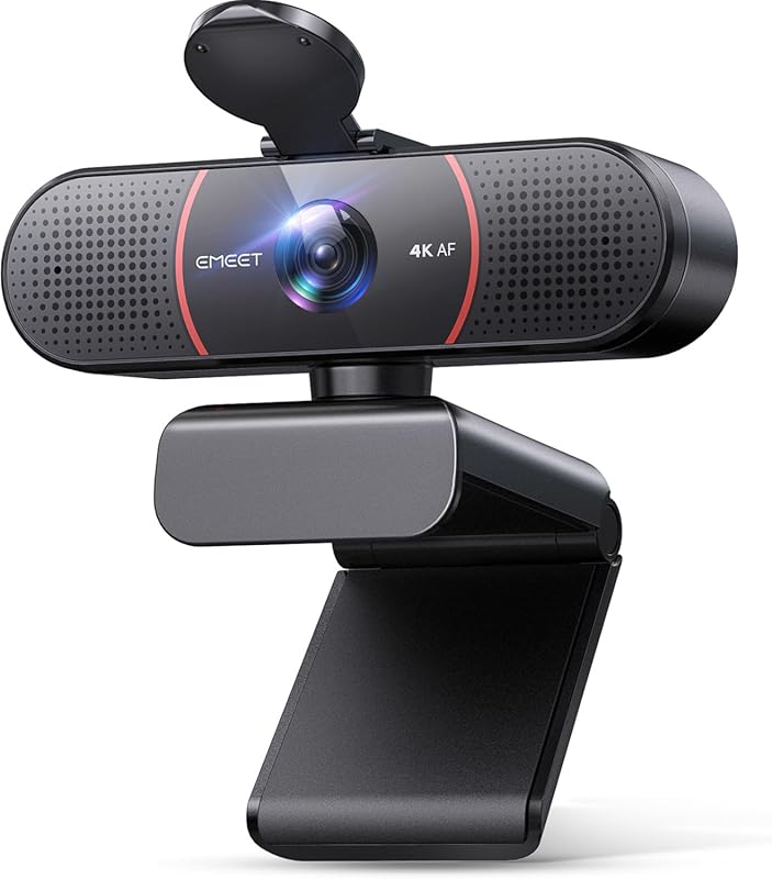 EMEET C960 4K Webcam for Podcasting with Autofocus, Dual Mics, Auto Li