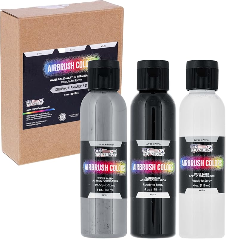 Water-Based Acrylic Primer Set for Plastic, Metal, and Canvas in Black