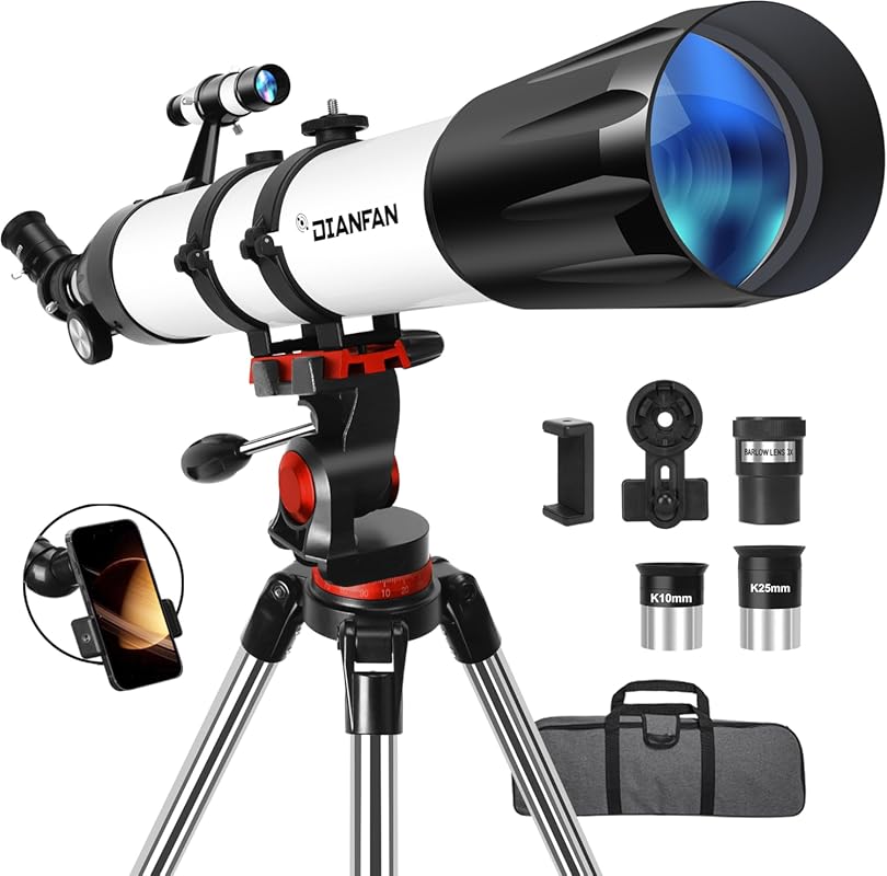 Portable Refractor Telescope for Beginners: 90mm Aperture, 800mm, Trip