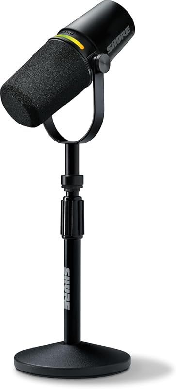 Shure MV7+ Dynamic Podcast Microphone with Stand: USB-C/XLR, Auto Leve