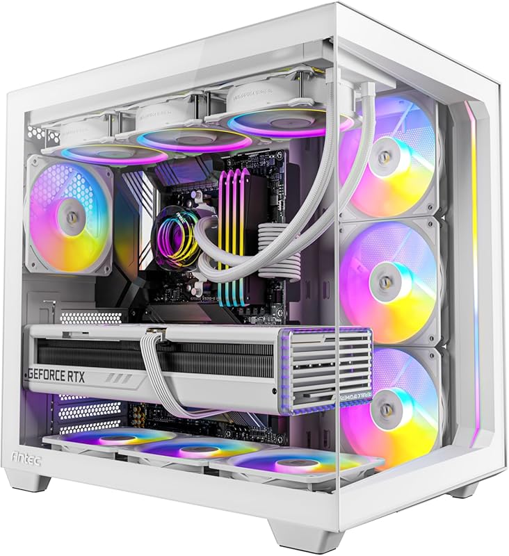 Antec C5 White ATX Mid-Tower Case, Tempered Glass, 7 ARGB Fans, 360mm 