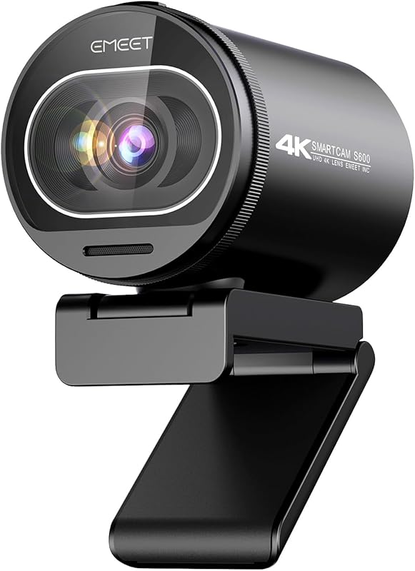EMEET S600 4K Webcam for Podcasting: Autofocus, Dual Noise-Reducing Mi