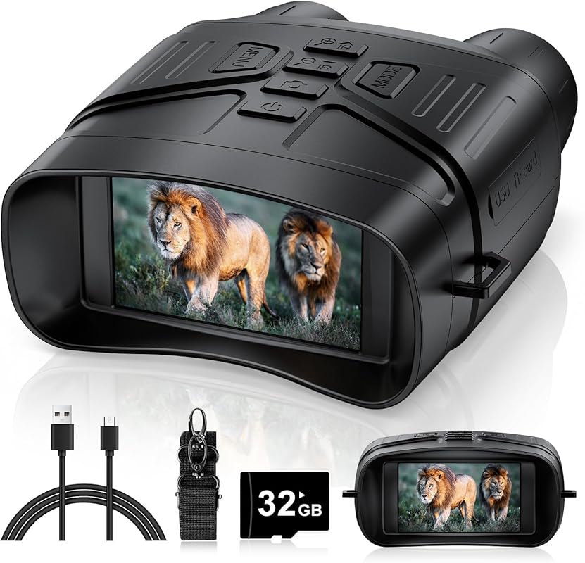 4K Night Vision Binoculars with 5000mAh Battery, 3-inch HD Screen, and