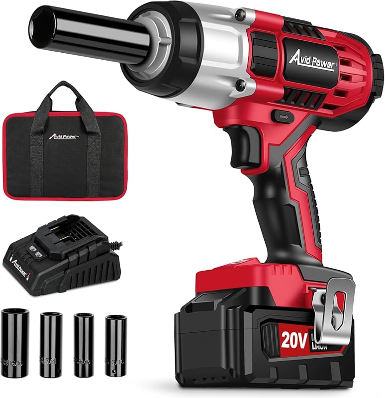 AVID POWER Cordless Impact Wrench, 1/2 Inch, 330 Ft-lbs, Battery, Fast