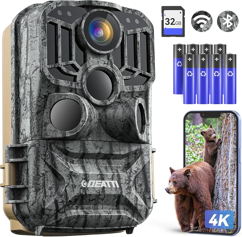 4K 48MP WiFi Trail Camera for Wildlife: Night Vision, Motion Activated