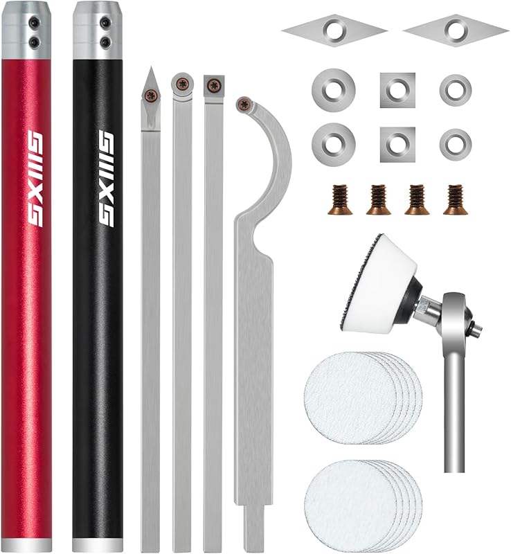 Carbide Tip Wood Lathe Turning Tool Set for Bowl Turning, Hollowing, S