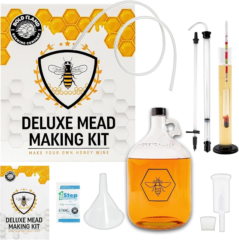 Complete Mead Making Kit with 1-Gallon Glass Fermentation Jar, Hydrome