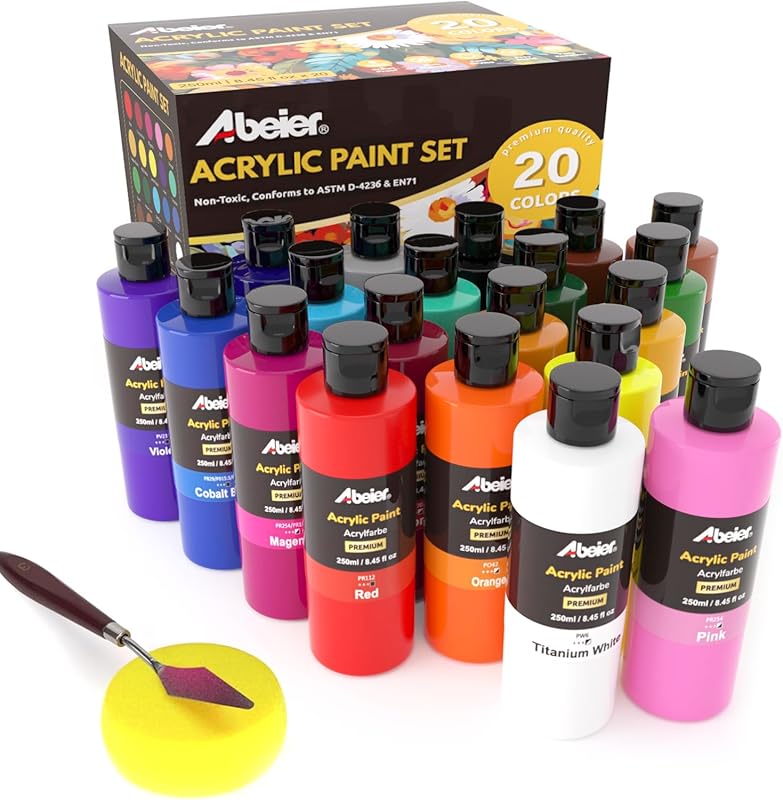 Acrylic Paint Set: 20 Rich Pigment Colors for Vibrant Fluid Art and Po