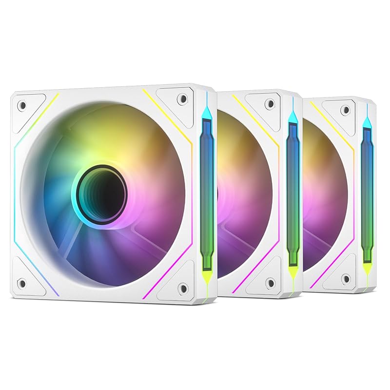 DARKROCK F120 3-Pack 120mm White ARGB Case Fans, Infinite Mirror, PWM,