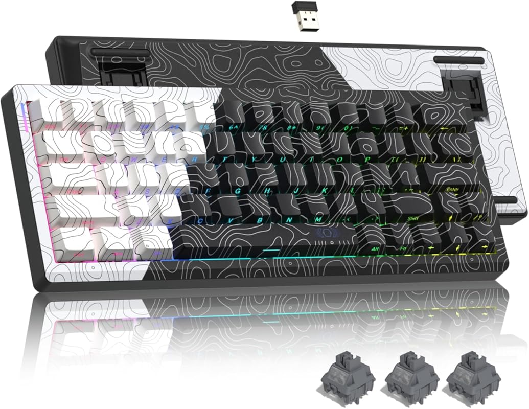 Womier Wireless Gaming Keyboard 60 Percent with QMK/VIA, Topographic C