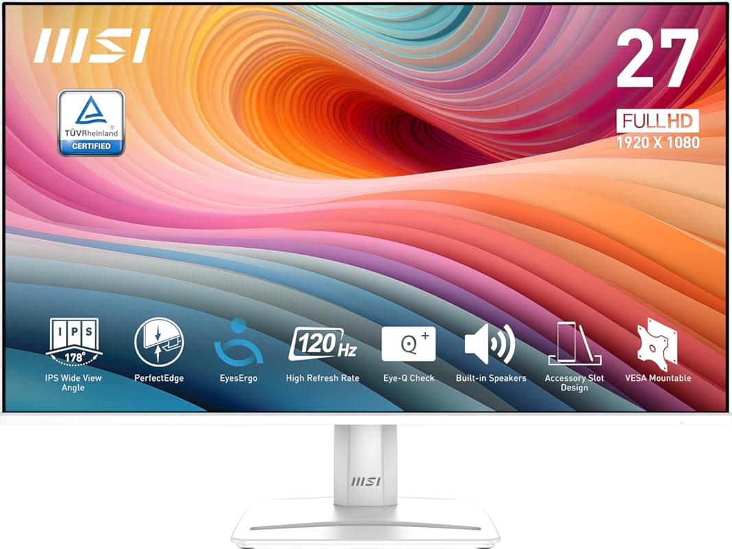 Best 27-inch White Gaming Monitor: msi IPS FHD 1080p, 120Hz with 1ms.