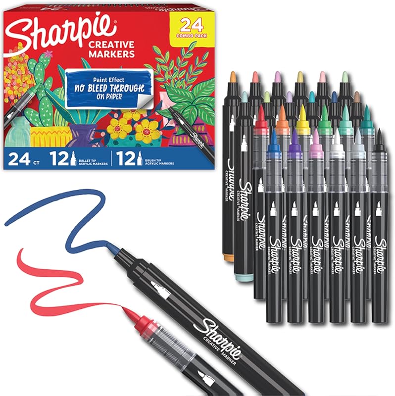 Sharpie Creative Markers, Combo Pack, Water-Based Acrylic, Bullet & Br
