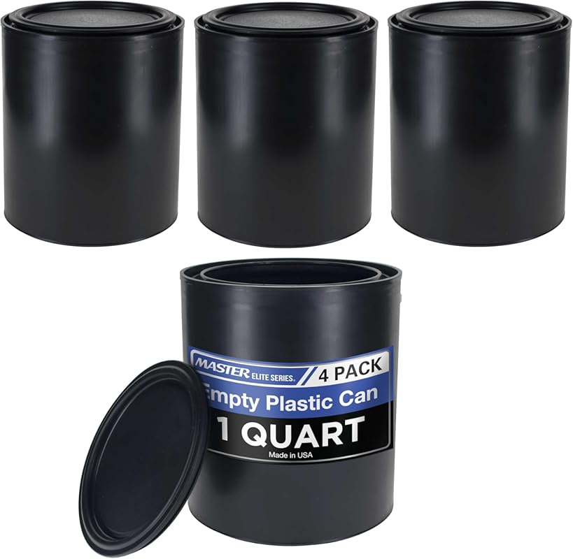 Master Elite 1 Quart Empty Plastic Paint Can Bucket, Pack of 4 - Tripl