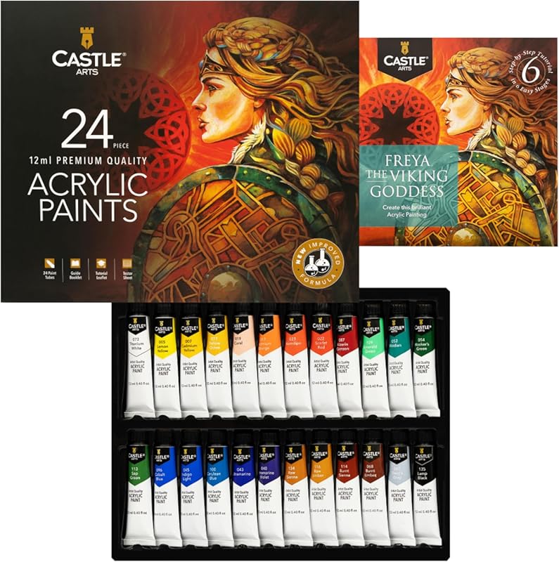 Castle Art Supplies Acrylic Paint Set, 24 Premium Intense Colors for A