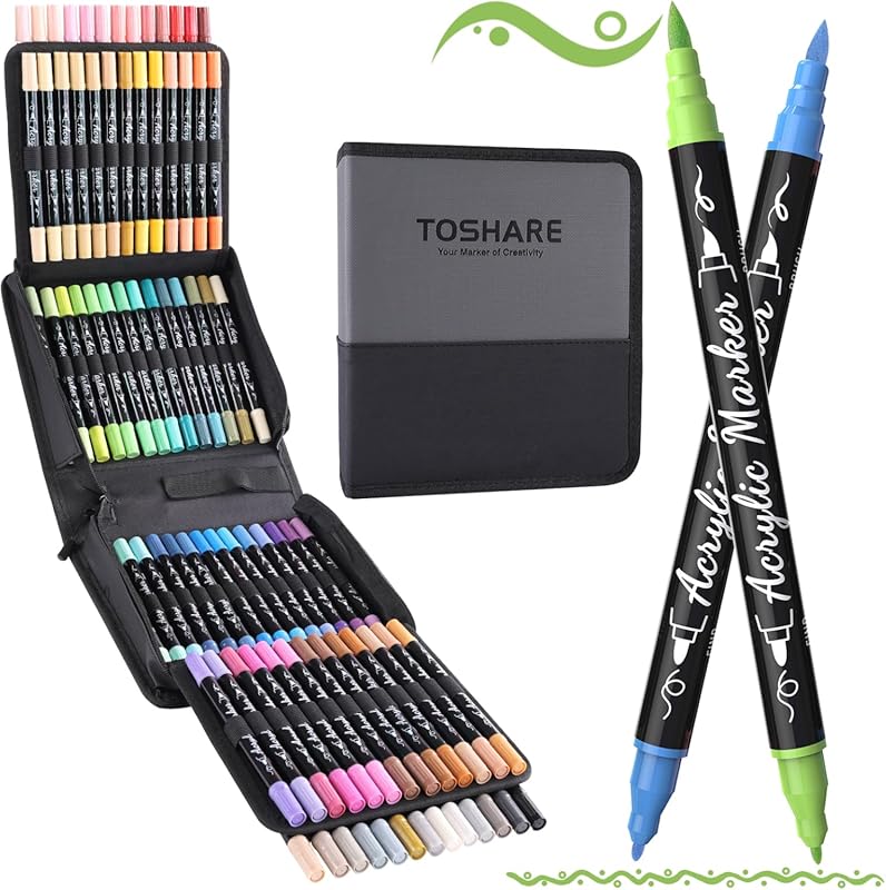 80 Colors Acrylic Paint Markers - Waterproof Dual Tip Acrylic Paint Pe