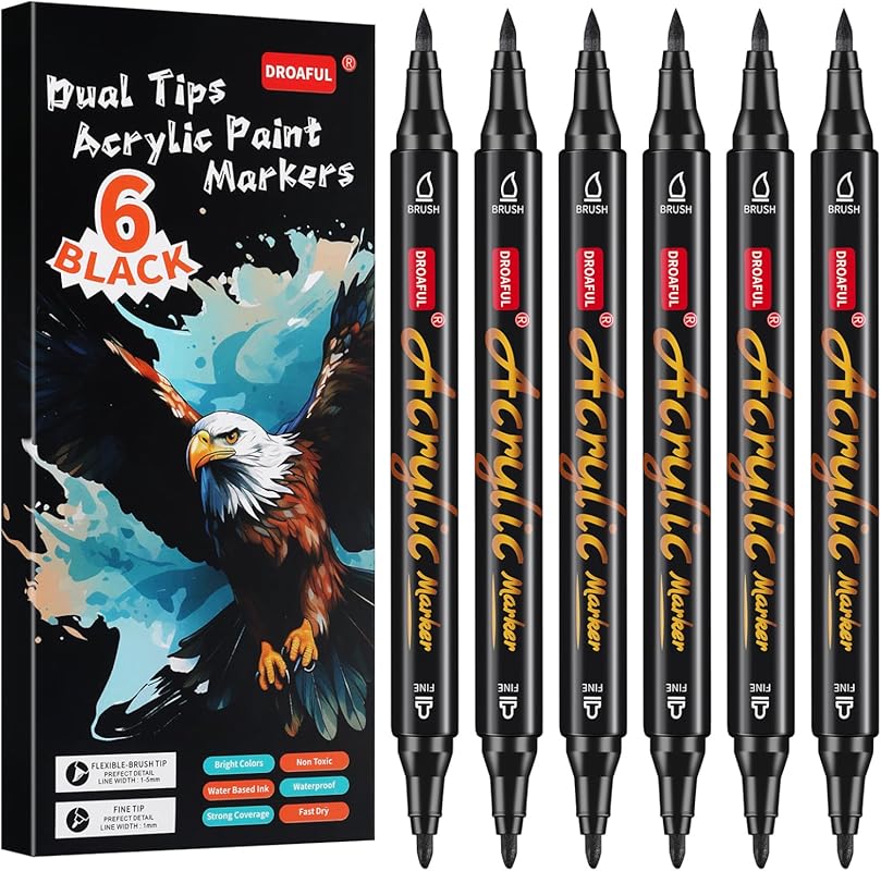 Waterproof Paint Markers with Dual Tips for Rock, Fabric, and Canvas A