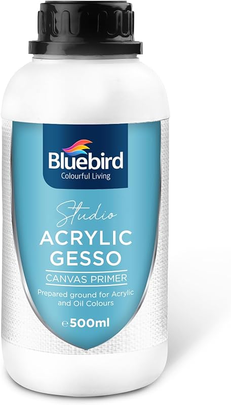 BLUEBIRD Studio Acrylic Gesso - Liquid Gesso Primer for Arylic Paintin