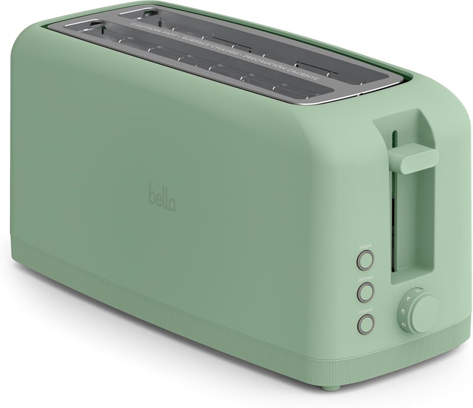 Bella 4-Slice Slim Toaster: 10-inch Long Slot for Sourdough, 6 Shade C