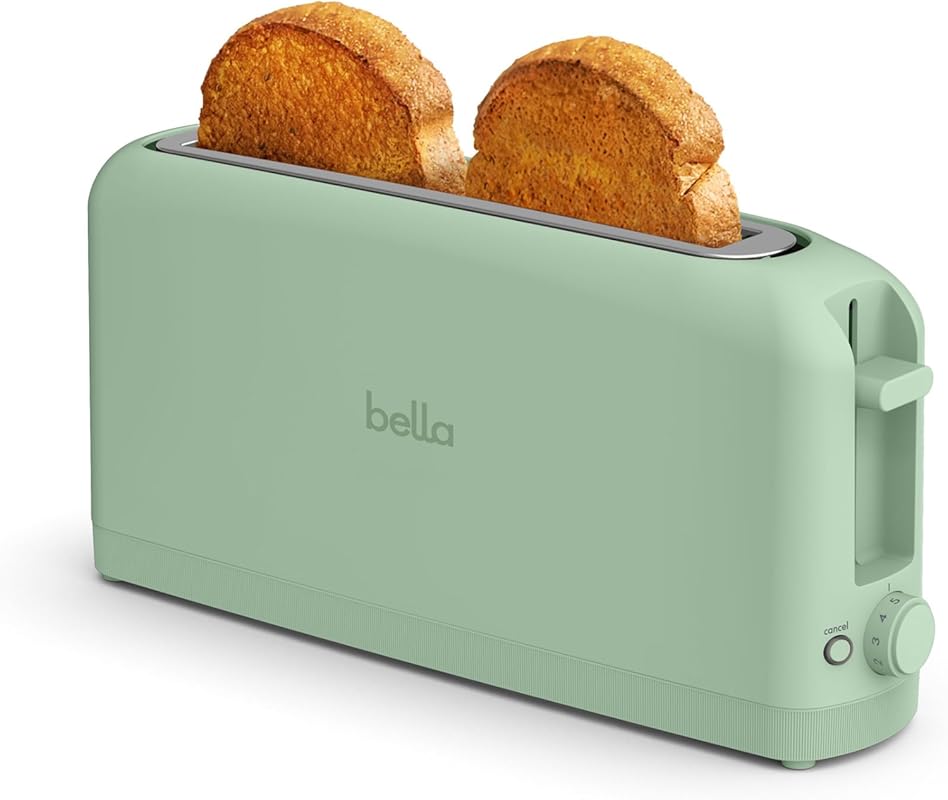 Bella 2-Slice Slim Toaster: 10-inch Long Slot for Sourdough, 6 Shade C