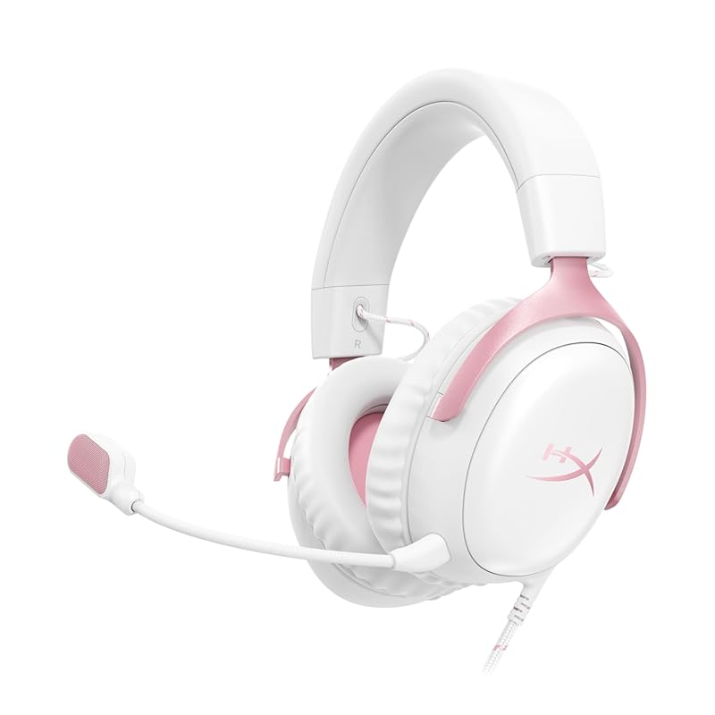 HyperX Cloud III White Wired Gaming Headset with DTS, Memory Foam for 