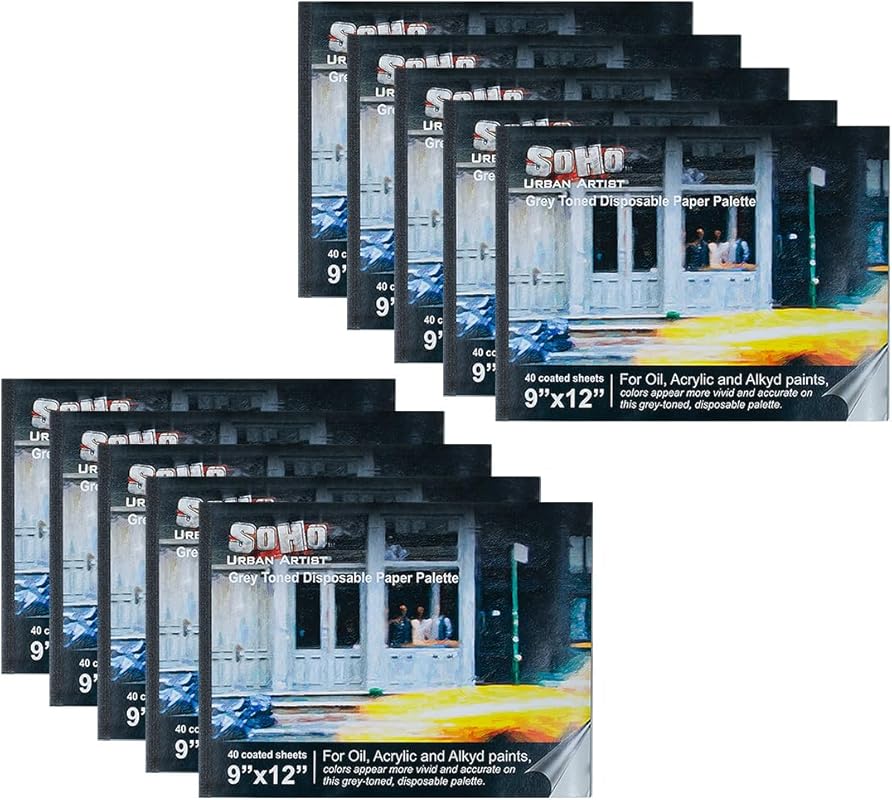 Disposable Grey-Toned Paper Palette for Acrylic Painting, 9