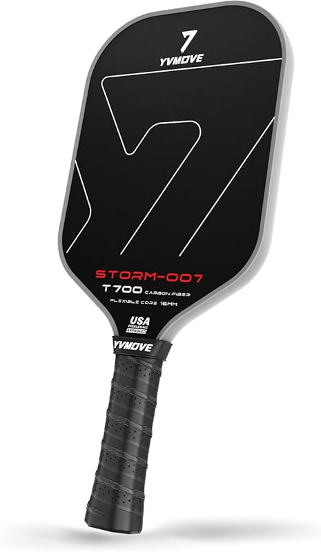 Pickleball Paddle with T700 Raw Carbon Fiber Surface and 16mm Polymer 