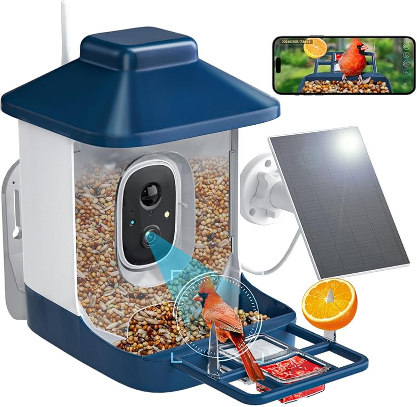 Bird Feeder with Camera: Full HD Live Video, AI Identification, Solar 