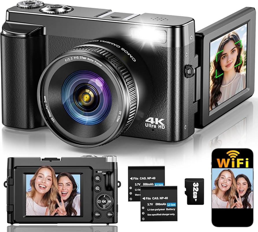 4K Digital Camera for Wedding Photography: 64MP, Autofocus, WiFi, 3