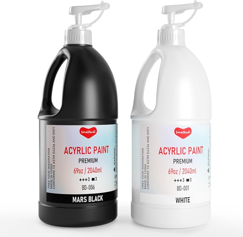 Large White and Black Acrylic Paint Set for Canvas, Wood, and Craft Su