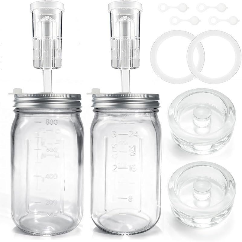 Two 32oz Mason Jar Fermentation Kit: Jars, Lids, Fermenting Weights, a