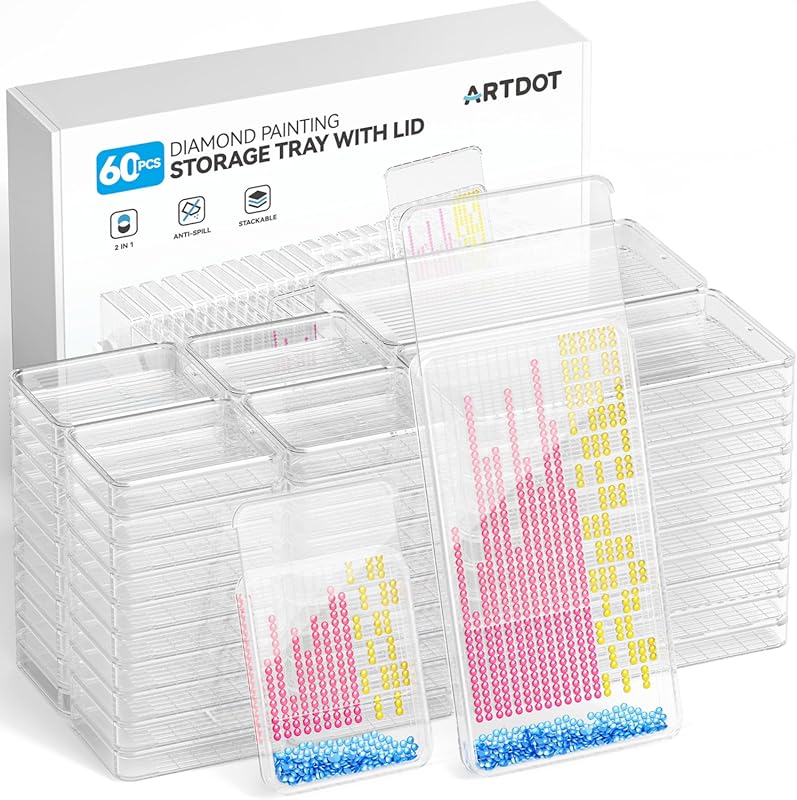 ARTDOT 60-Piece Diamond Art Storage Trays Kits for Adults with Lids, 2